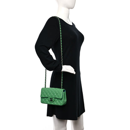 Chanel Lambskin Quilted Mini Rectangular Flap Green Blue 2 of 11