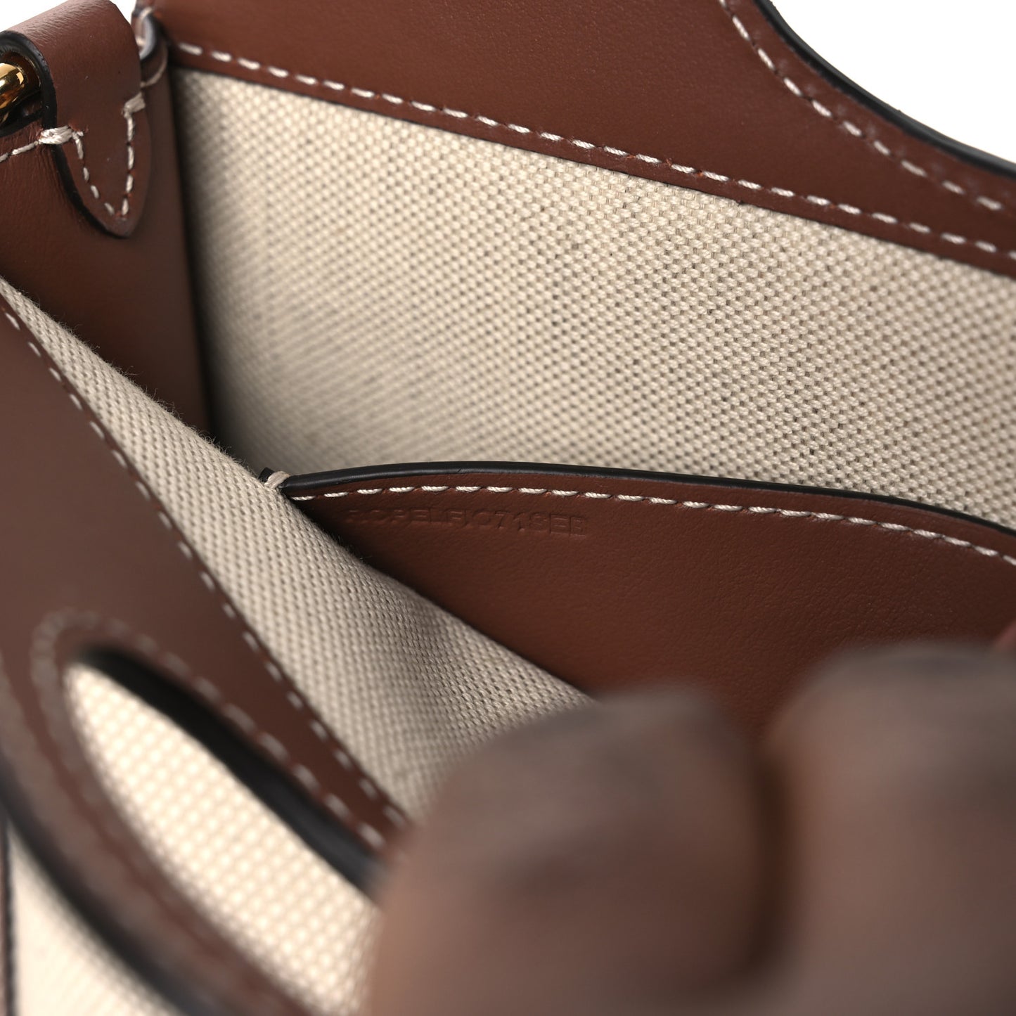 Smooth Calfskin Canvas Two Tone Micro Pocket Bag  Malt Brown Tan