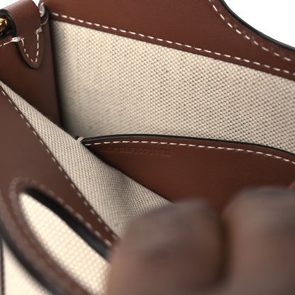 Burberry Smooth Calfskin Canvas Two Tone Micro Pocket Bag  Malt Brown Tan 8 of 11