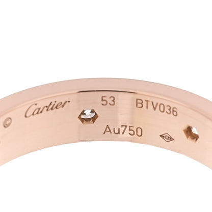 Cartier 18K Pink Gold 8 Diamond 4mm LOVE Wedding Band Ring 53 6.5 4 of 4