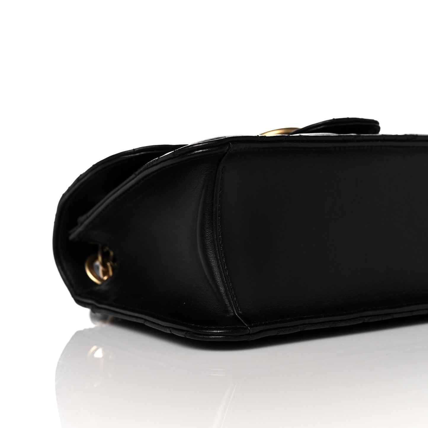 Calfskin Quilted Gancini Small Flap Bag Black