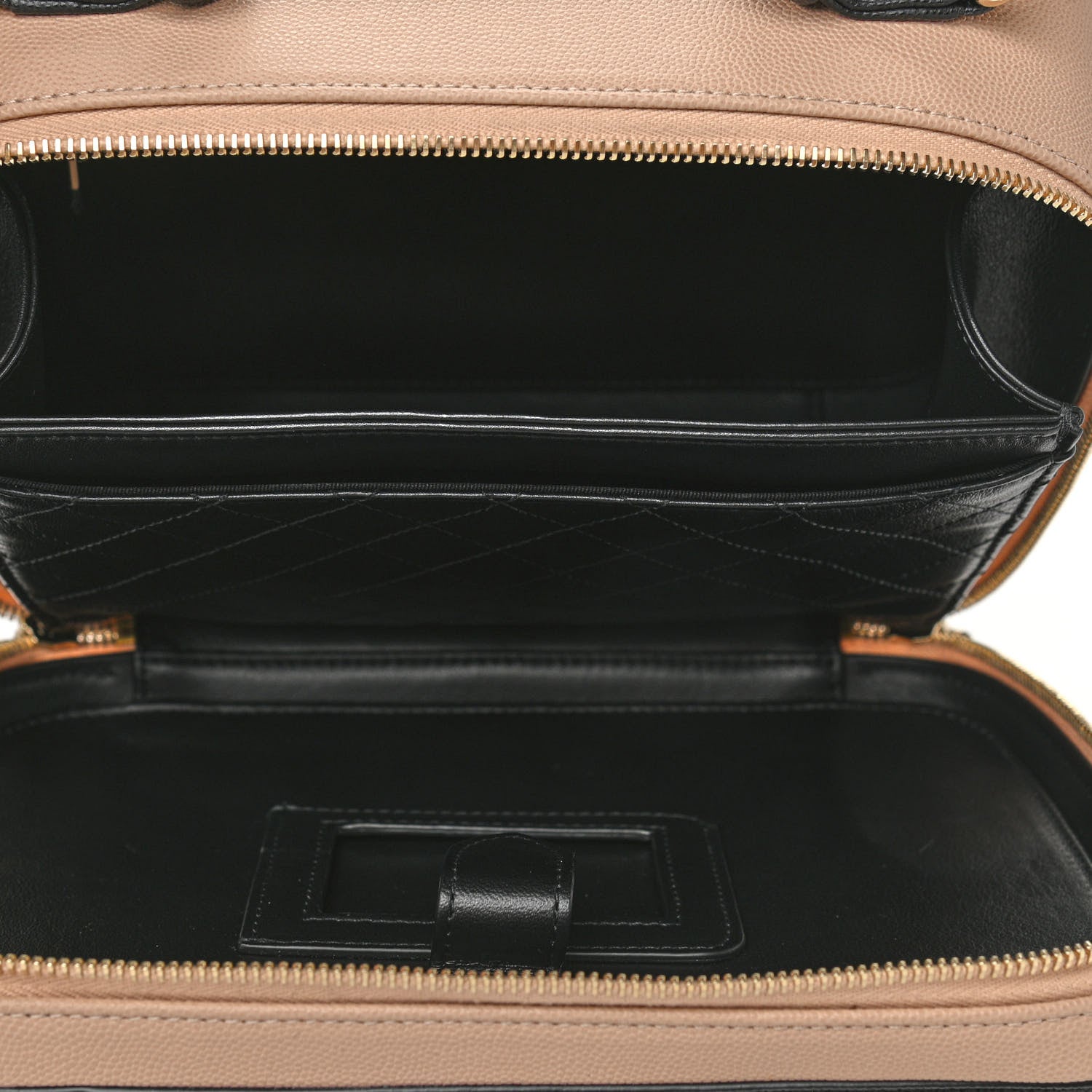 Chanel Caviar Quilted Large CC Filigree Vanity Case Beige Black 5 of 10