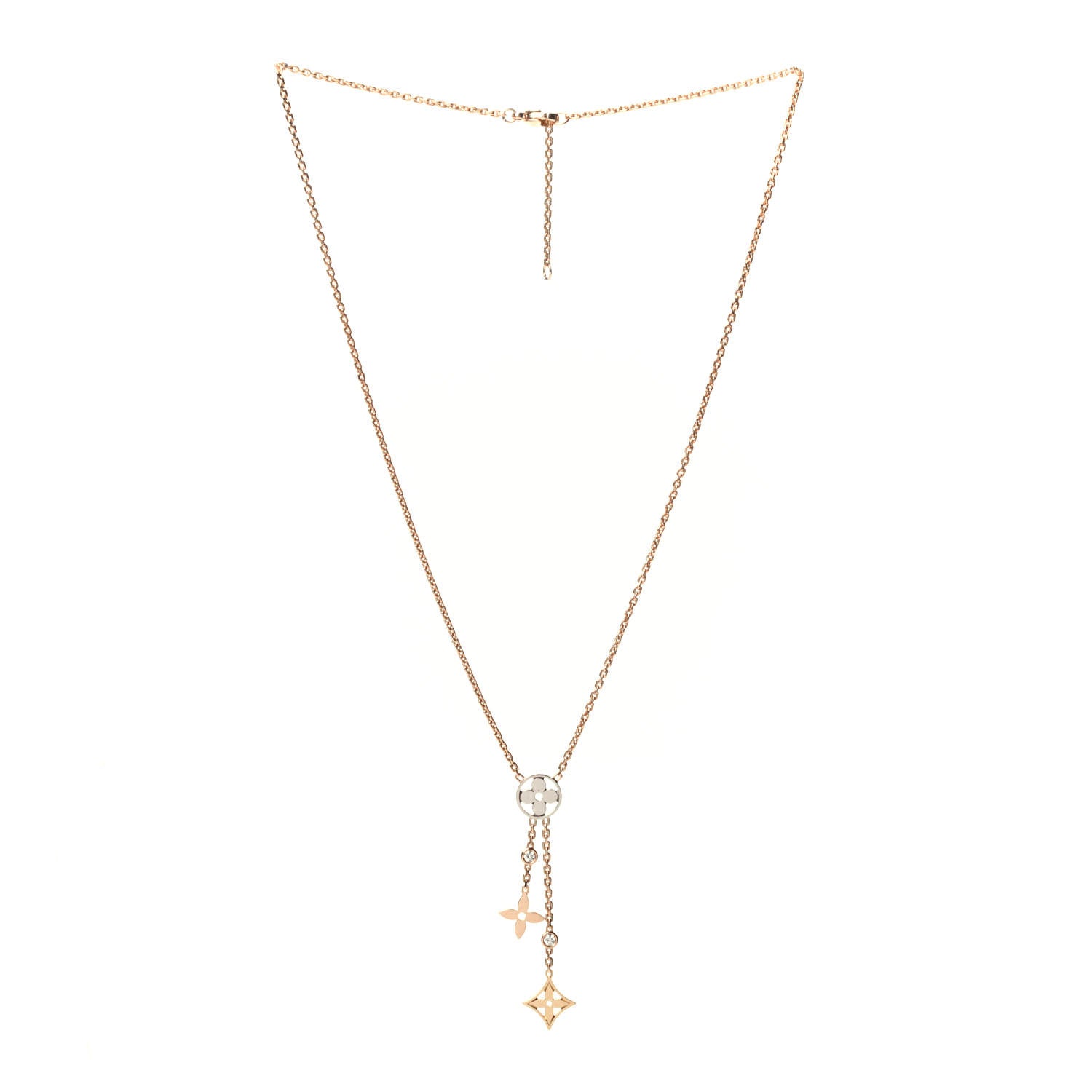 Louis Vuitton 18K Yellow White Rose Gold Diamond Idylle Blossom Y Pendant Necklace 2 of 4