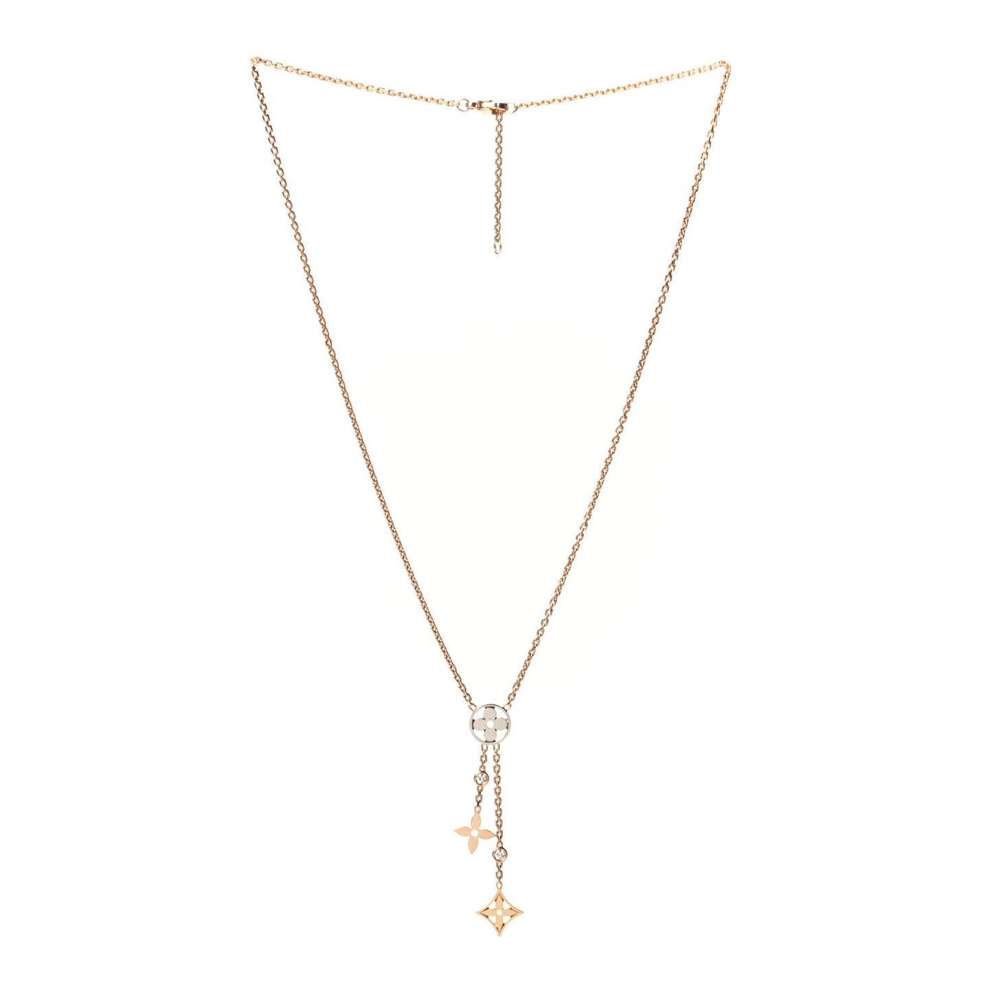 18K Yellow White Rose Gold Diamond Idylle Blossom Y Pendant Necklace