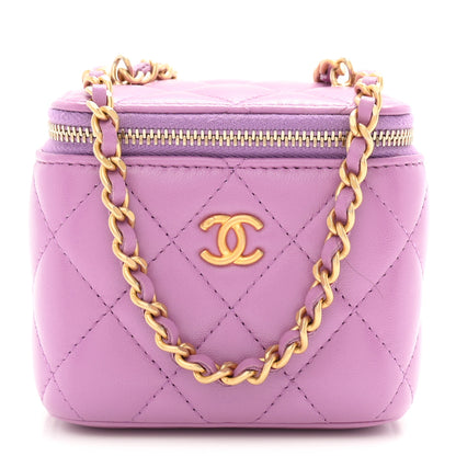 Chanel Lambskin Quilted Pearl Crush Mini Vanity Case With Chain Purple 1 of 11
