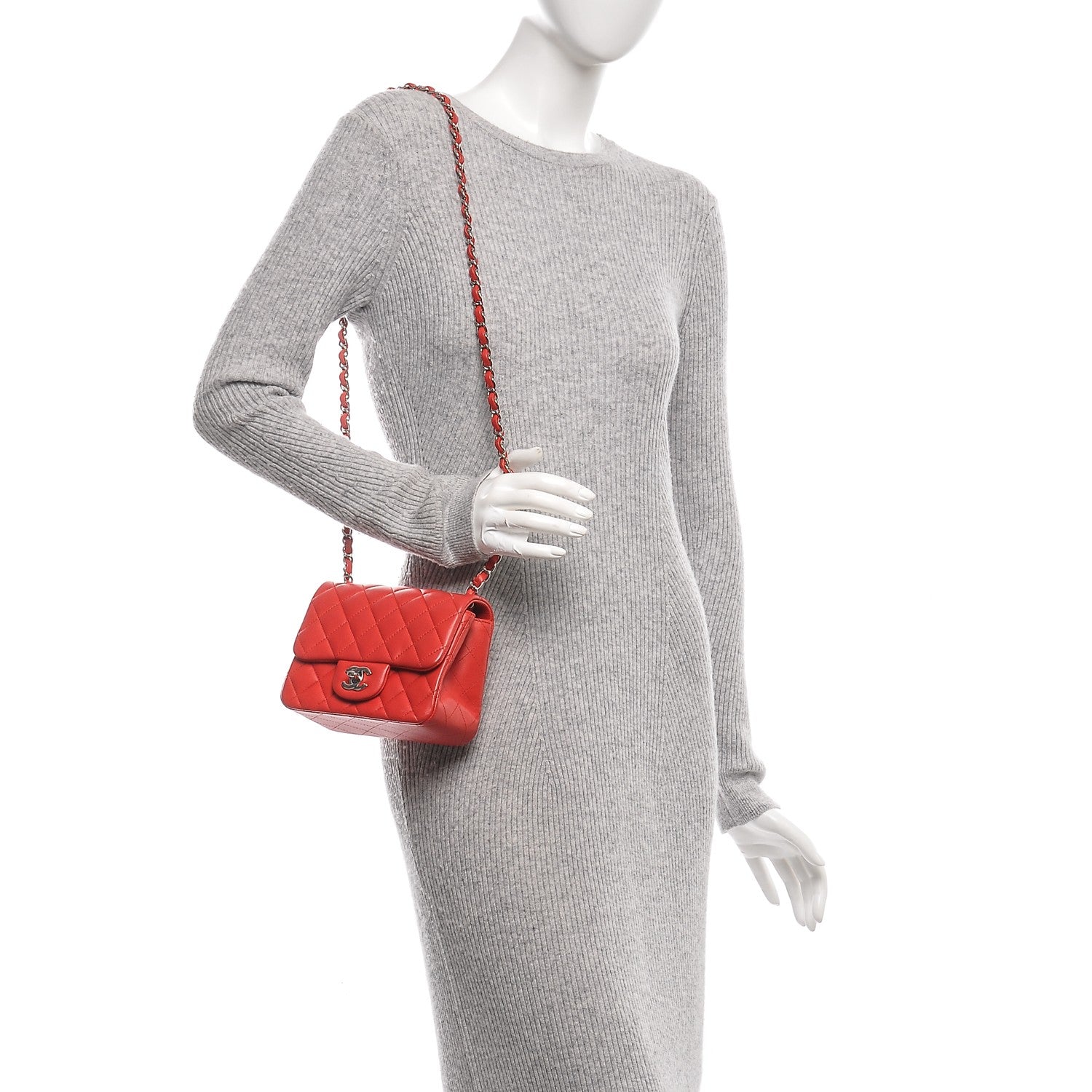 Chanel Caviar Quilted Mini Square Flap Red 2 of 7
