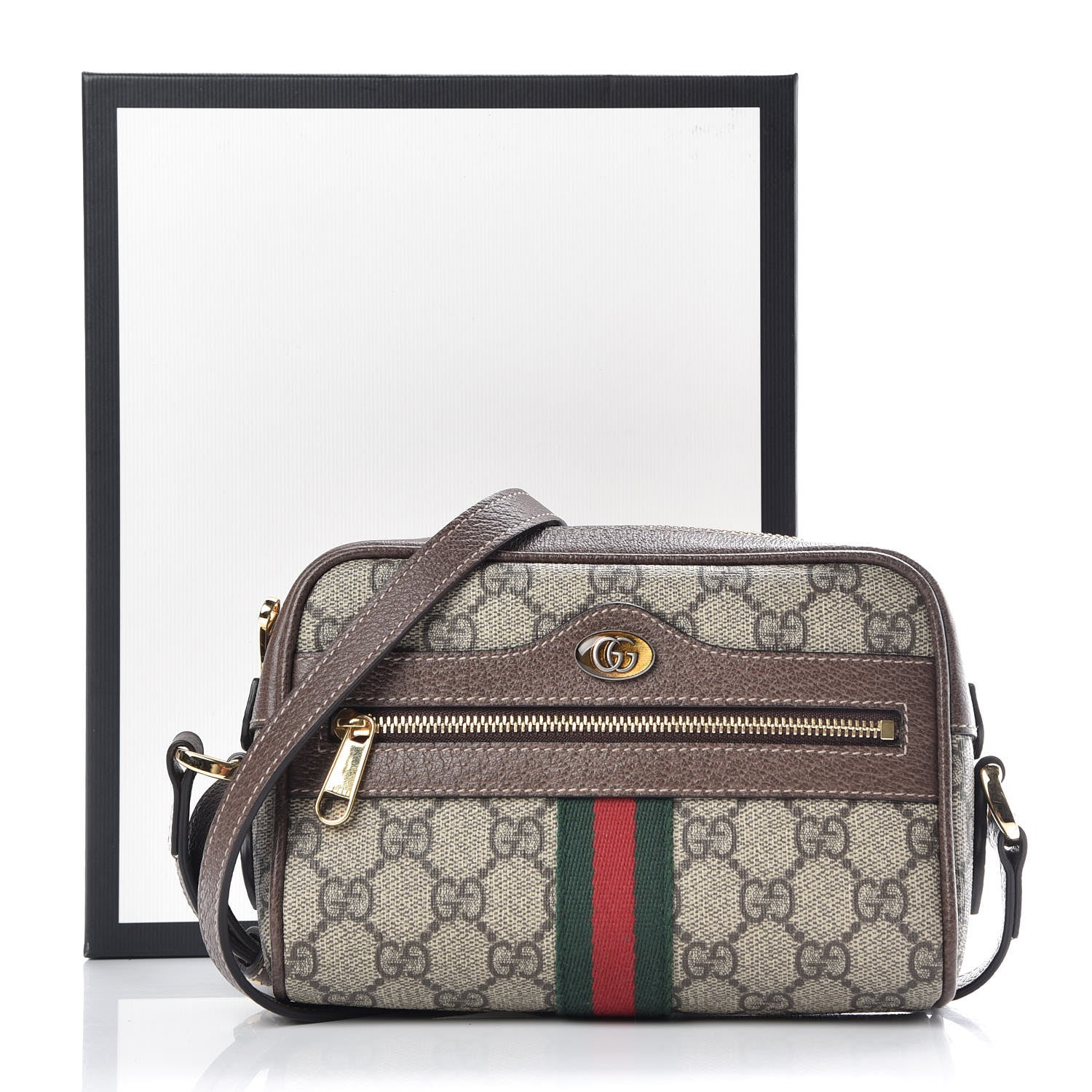 Gucci GG Supreme Monogram Web Mini Ophidia Shoulder Bag Brown 10 of 10