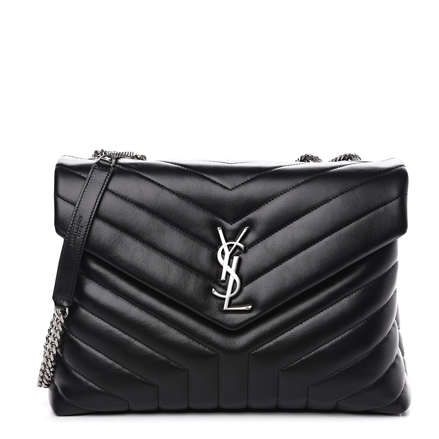 Saint Laurent Calfskin Y Quilted Monogram Medium Loulou Chain Satchel Black 1 of 10