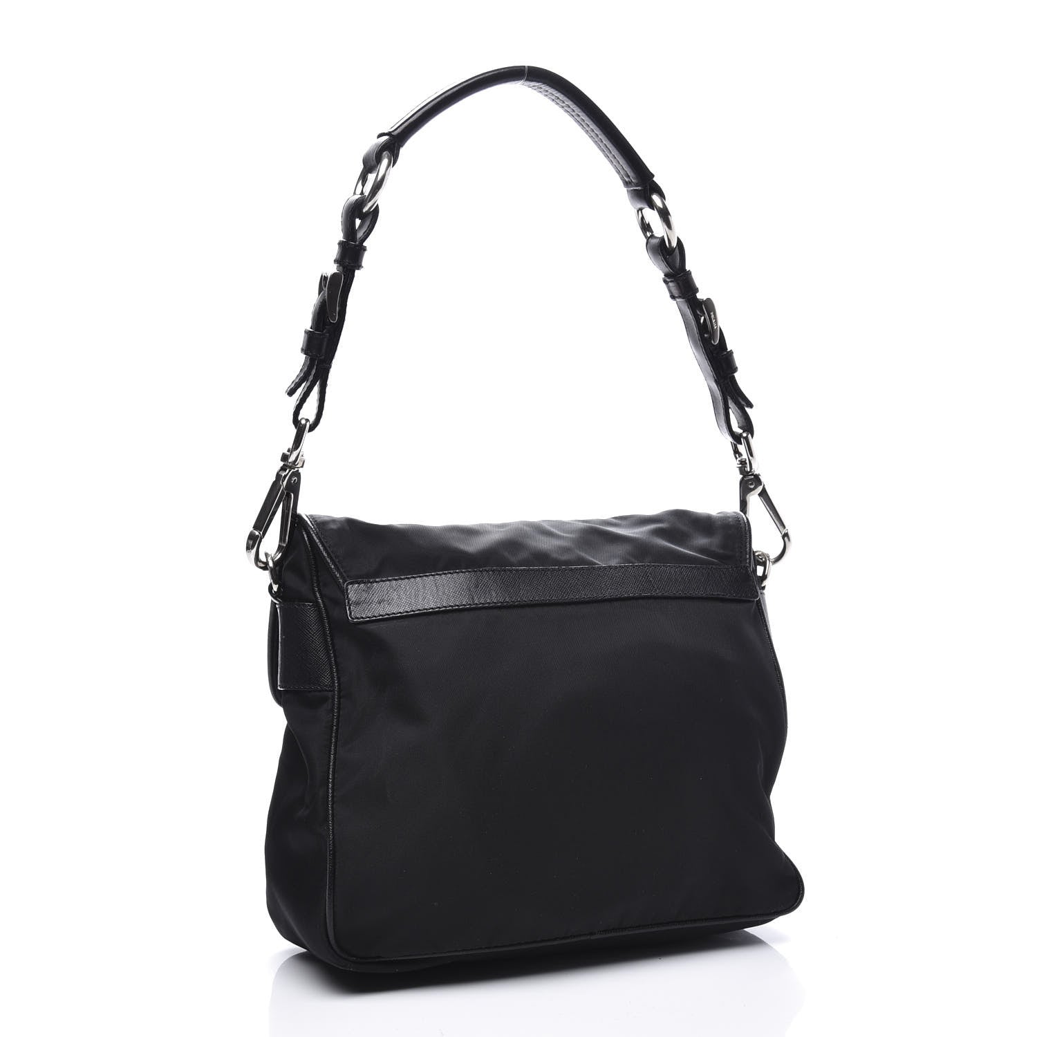 Prada Nylon Vela Saffiano Shoulder Bag Black 2 of 8