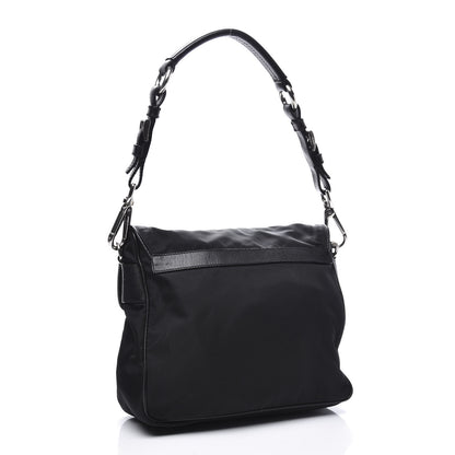 Prada Nylon Vela Saffiano Shoulder Bag Black 2 of 8