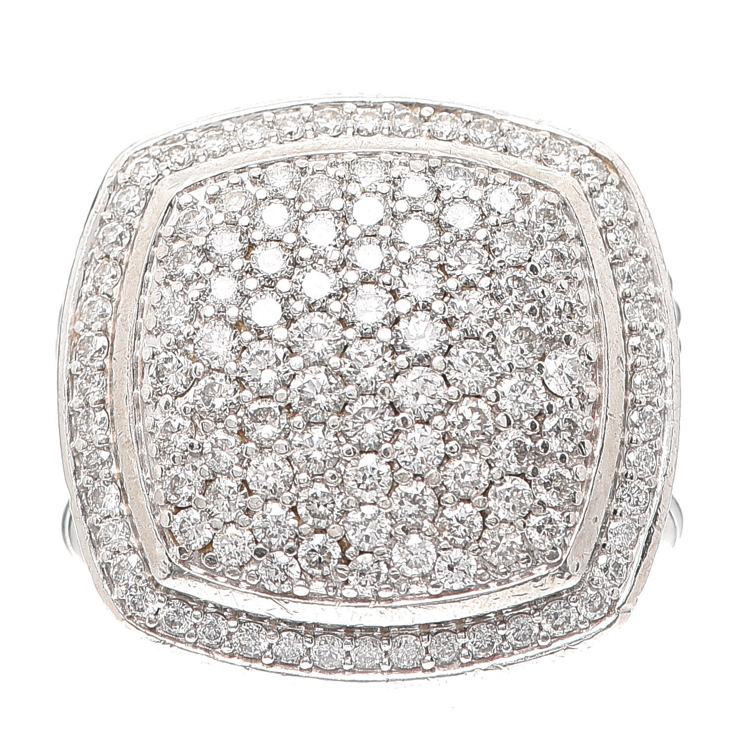 David Yurman Sterling Silver Diamond 17mm Albion Pave Ring 54 6.75 1 of 5