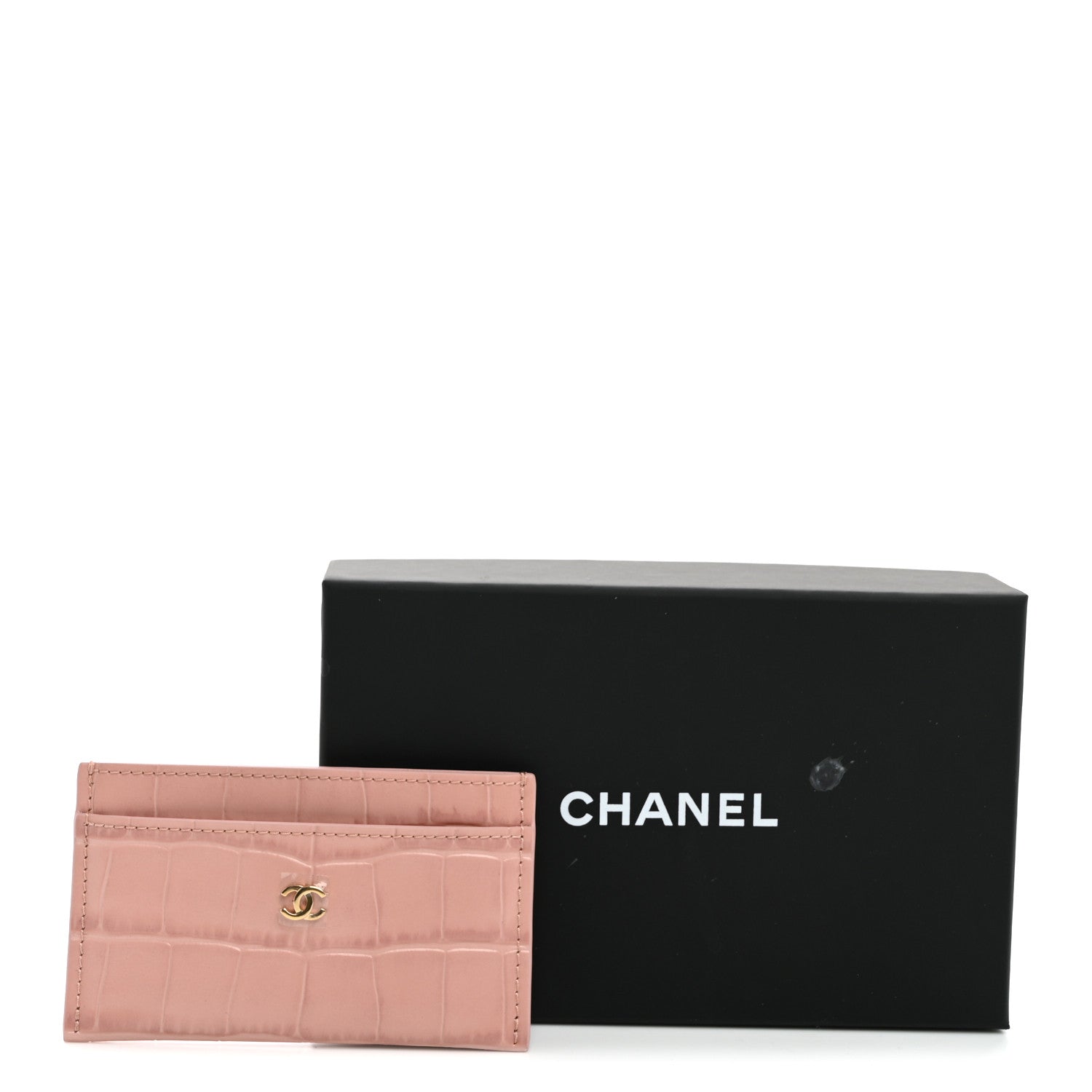 Chanel Calfskin Crocodile Embossed Crococo Card Holder Pink 7 of 7