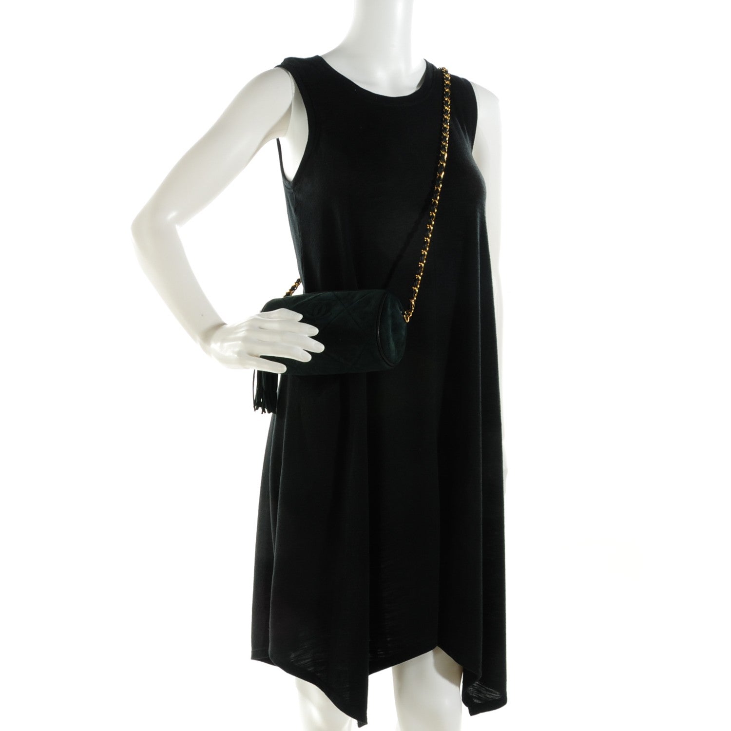 Chanel Suede Small Tassel Shoulder Bag Green 2 of 8