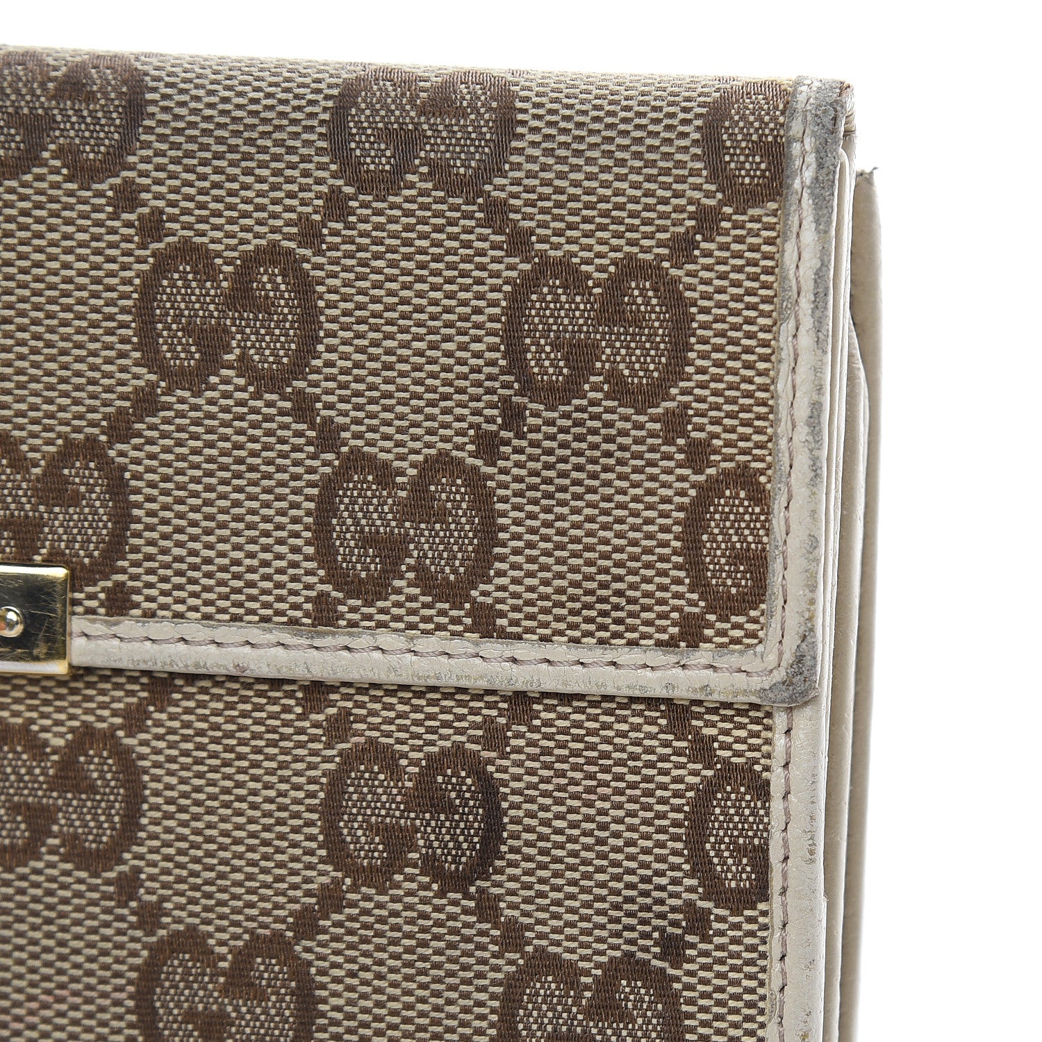 Gucci Monogram Metal Bar Continental Flap Wallet Off White 10 of 17