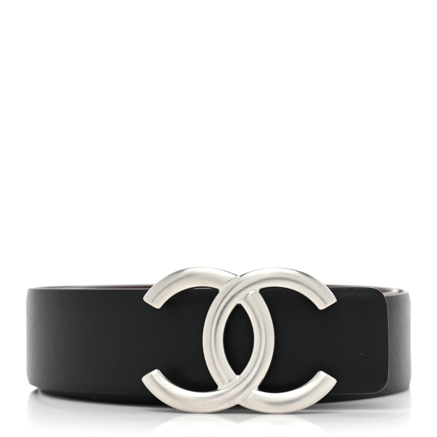 Chanel Calfskin CC Reversible Belt 80 32 Black Burgundy 1 of 6