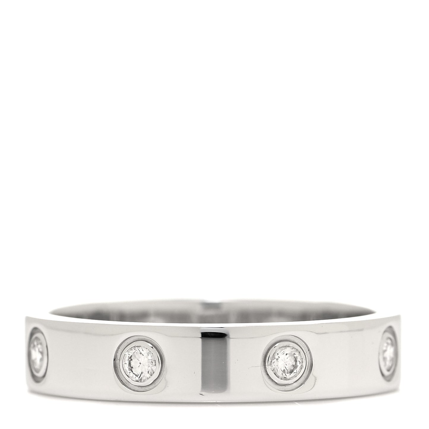 18K White Gold 8 Diamond 4mm LOVE Wedding Band Ring 53 6.25