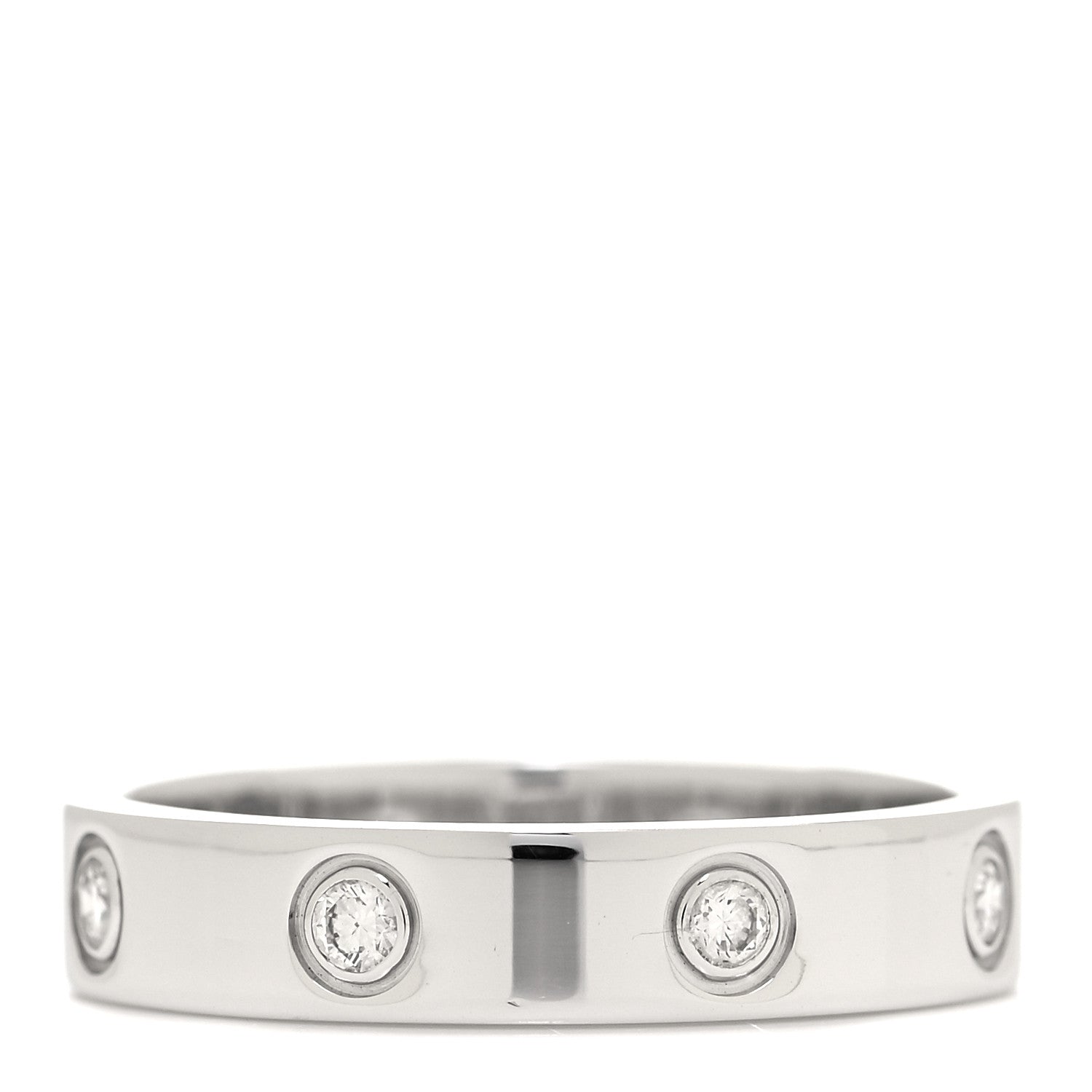 Cartier 18K White Gold 8 Diamond 4mm LOVE Wedding Band Ring 53 6.25 3 of 5