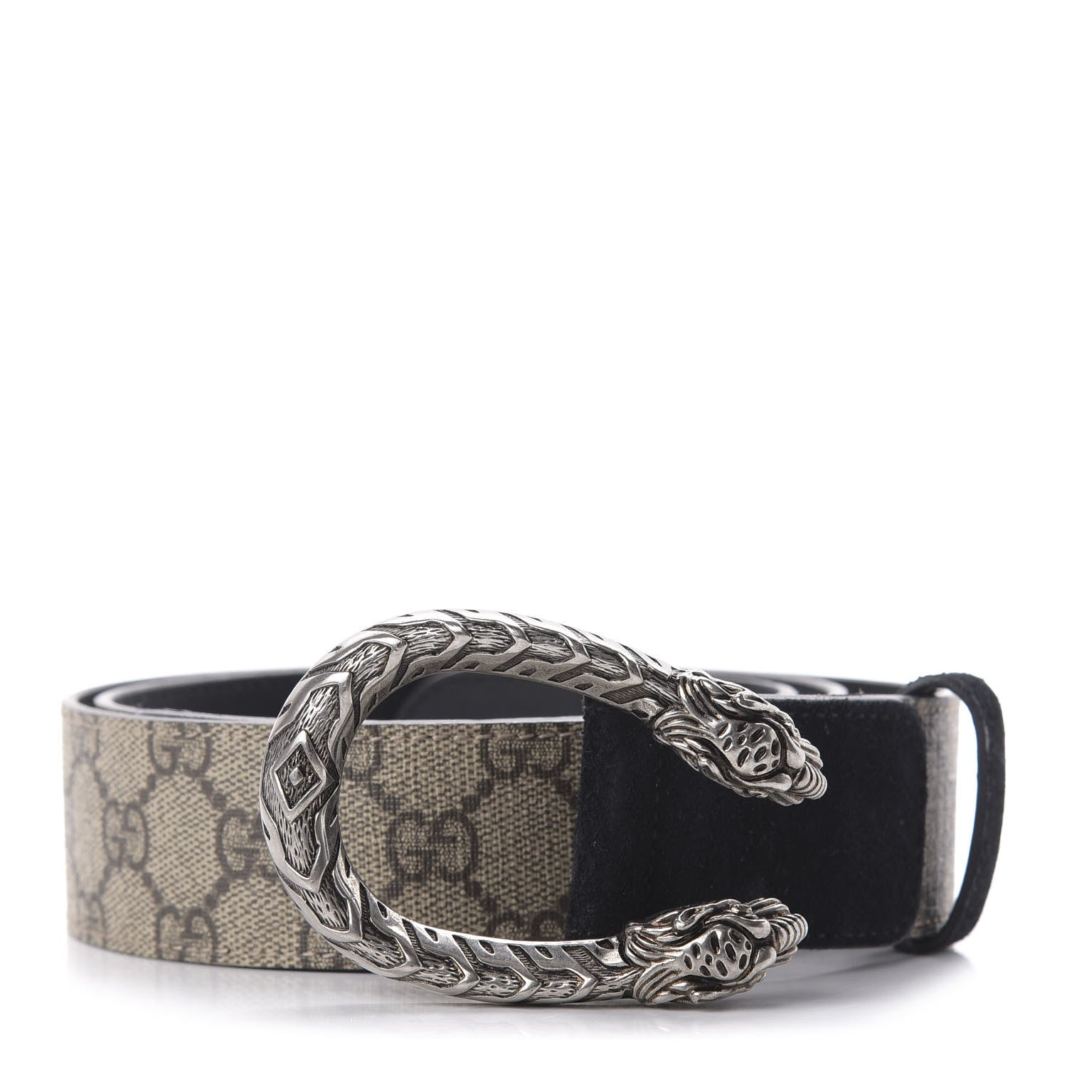 Gucci GG Supreme Monogram Suede Dionysus 40mm Belt 90 36 Beige Black 1 of 6