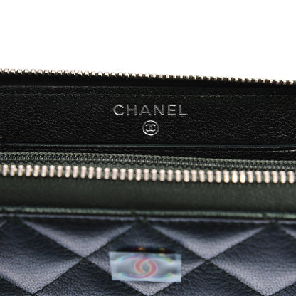 Chanel Iridescent Goatskin Quilted Small Zip Around Wallet Green 7 of 9