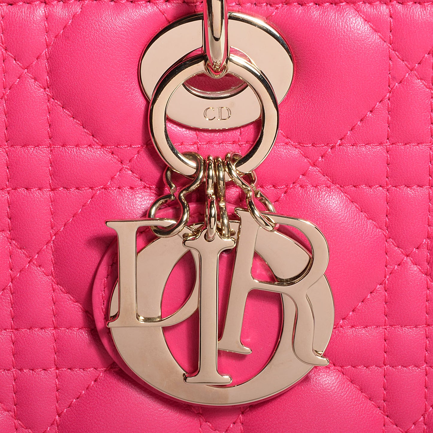 Lambskin Cannage Large Lady Dior Fuchsia