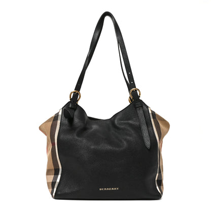 Burberry Grainy Calfskin House Check Small Canterbury Tote Black 1 of 10