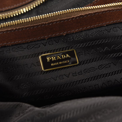 Prada Suede Scamosciato Logo Bowler Sigaro 6 of 10