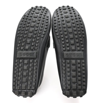 Gucci Soft Clove Calfskin Monochrome Mens Interlocking G Driver Loafers 11 Black 6 of 9