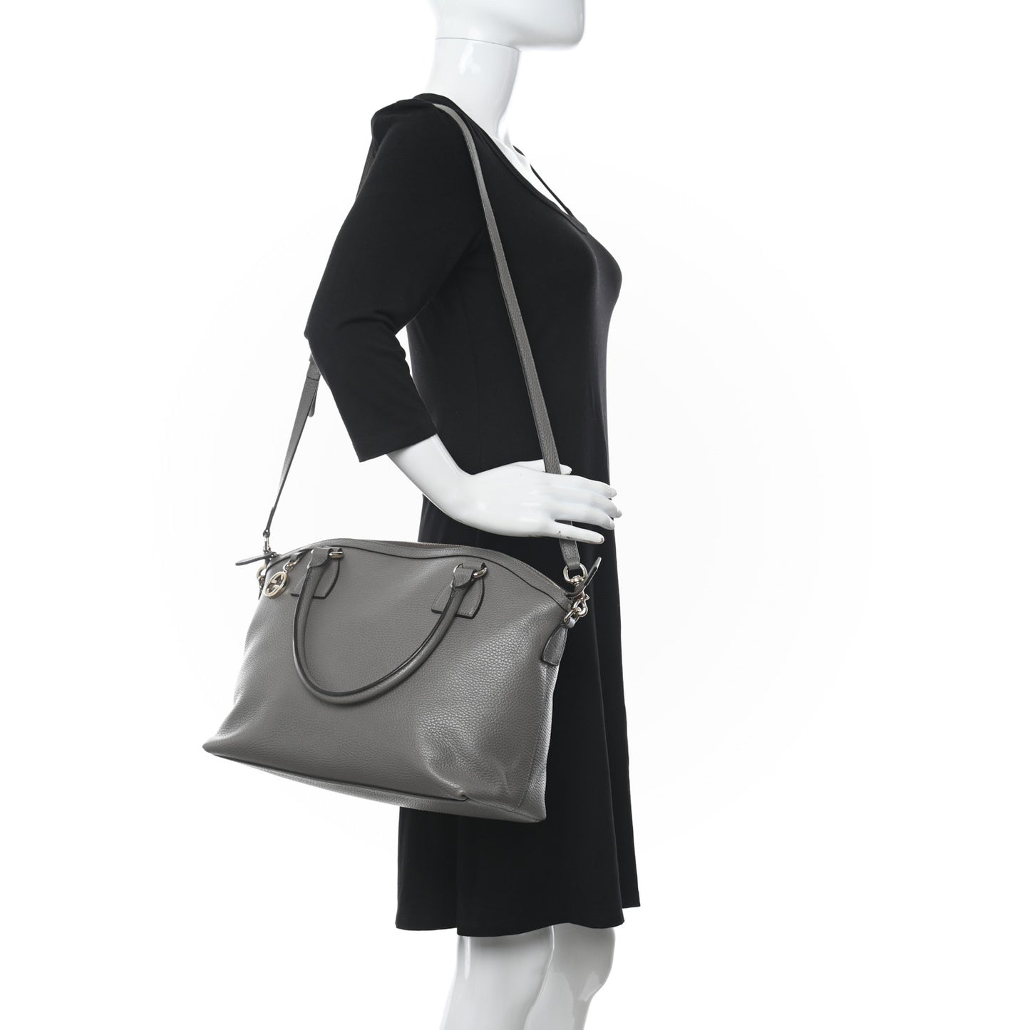 Dollar Calfskin GG Charm Dome Satchel Tote Loess