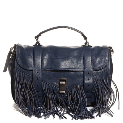 Proenza Schouler Lambskin Fringe Medium PS1 Satchel Midnight 1 of 12
