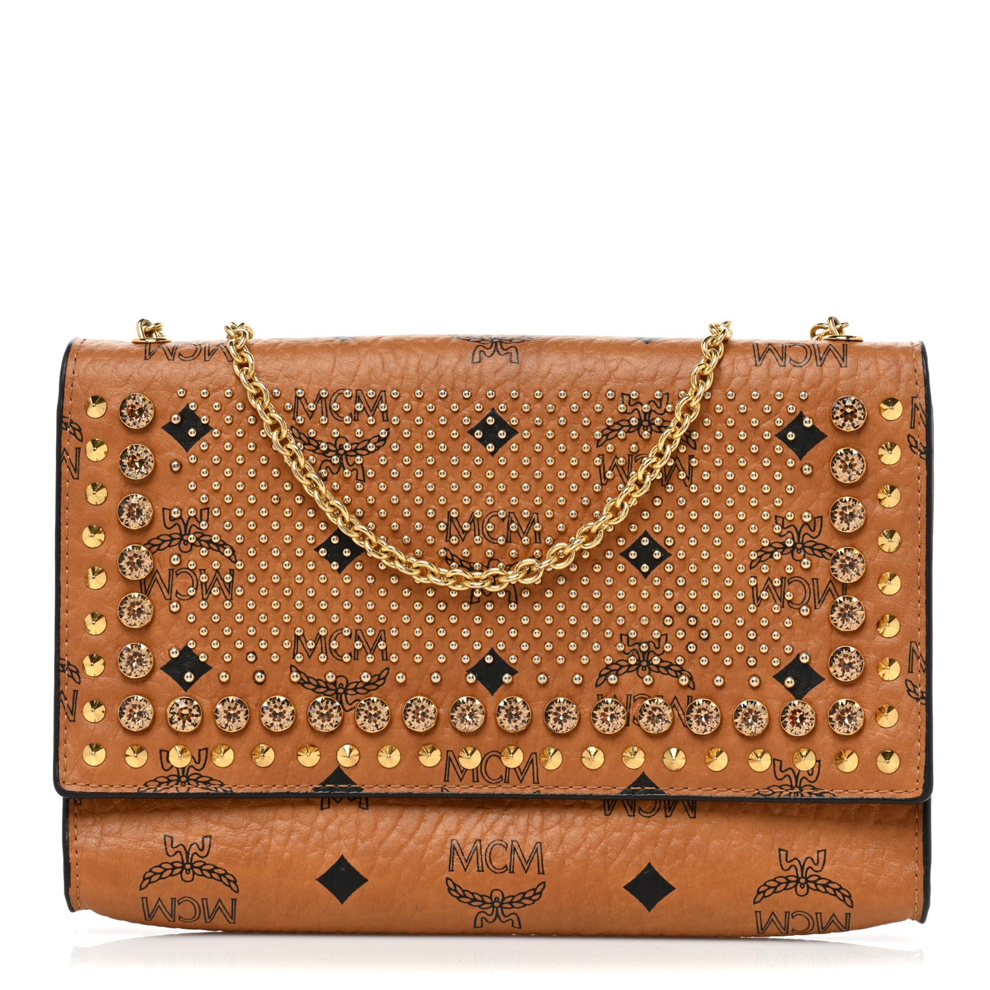 Visetos Studded Chain Wallet Cognac