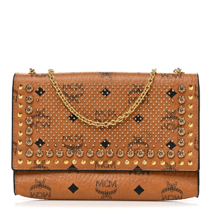 MCM Visetos Studded Chain Wallet Cognac 1 of 9