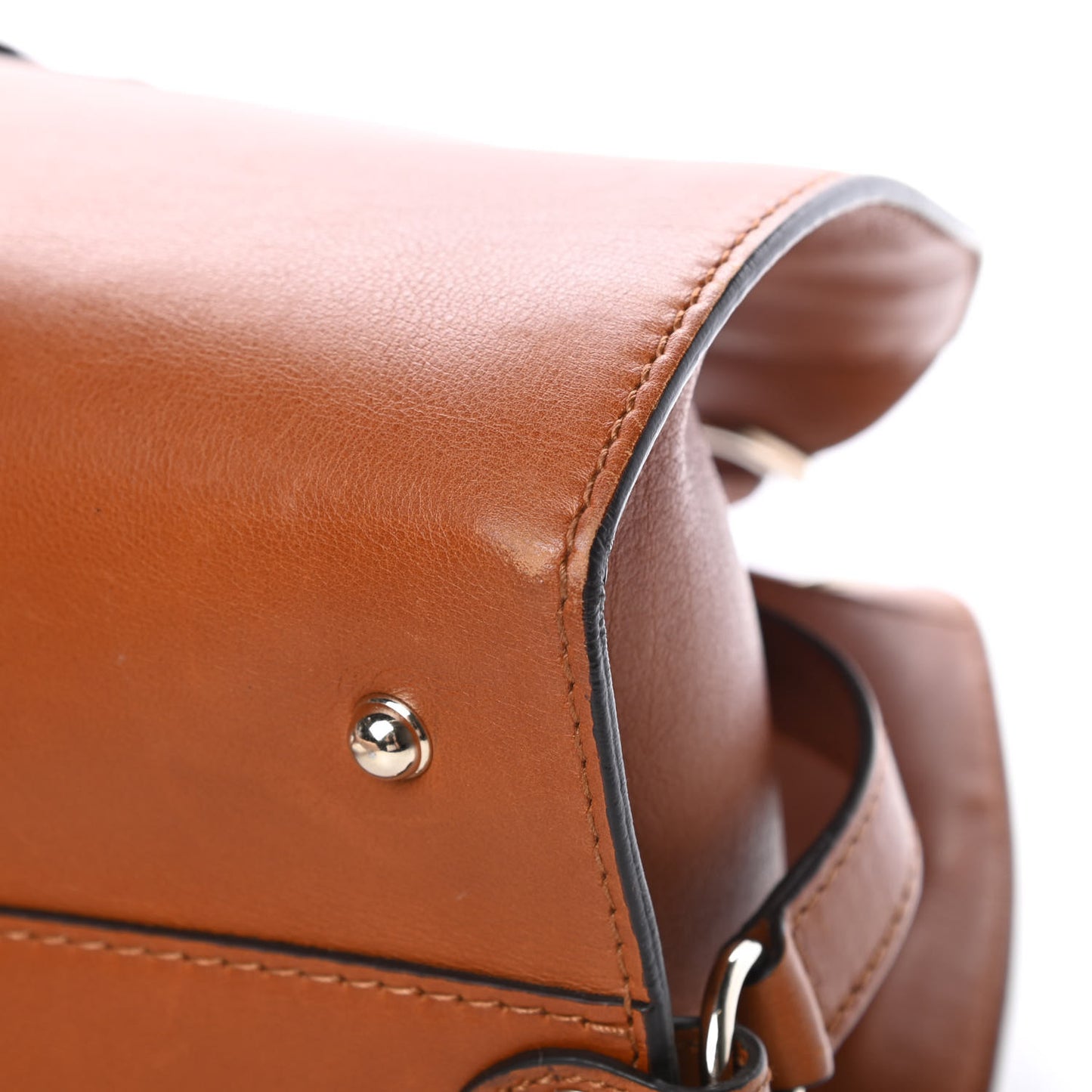 Calfskin Medium Stirrup Top Handle Bag Brown