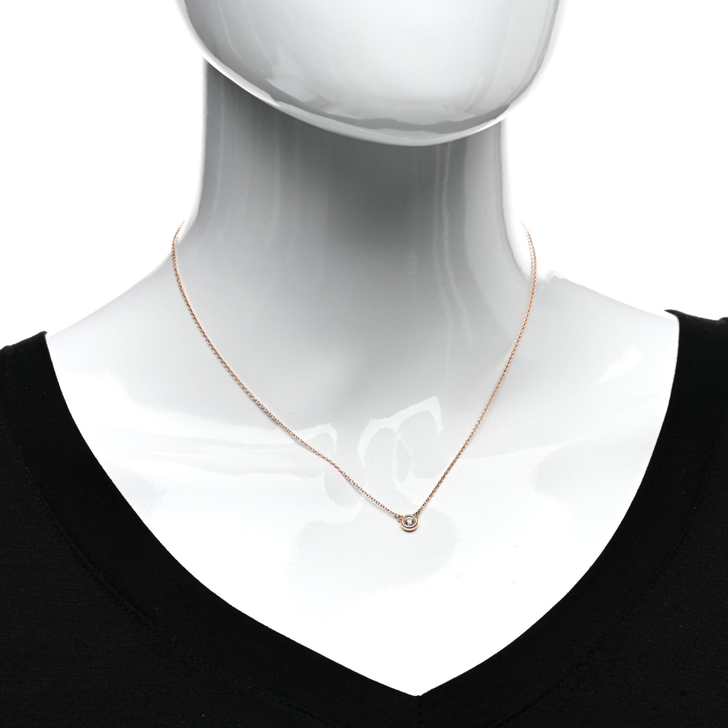 18K Rose Gold Diamond .10ct Elsa Peretti Diamonds by the Yard Pendant Necklace