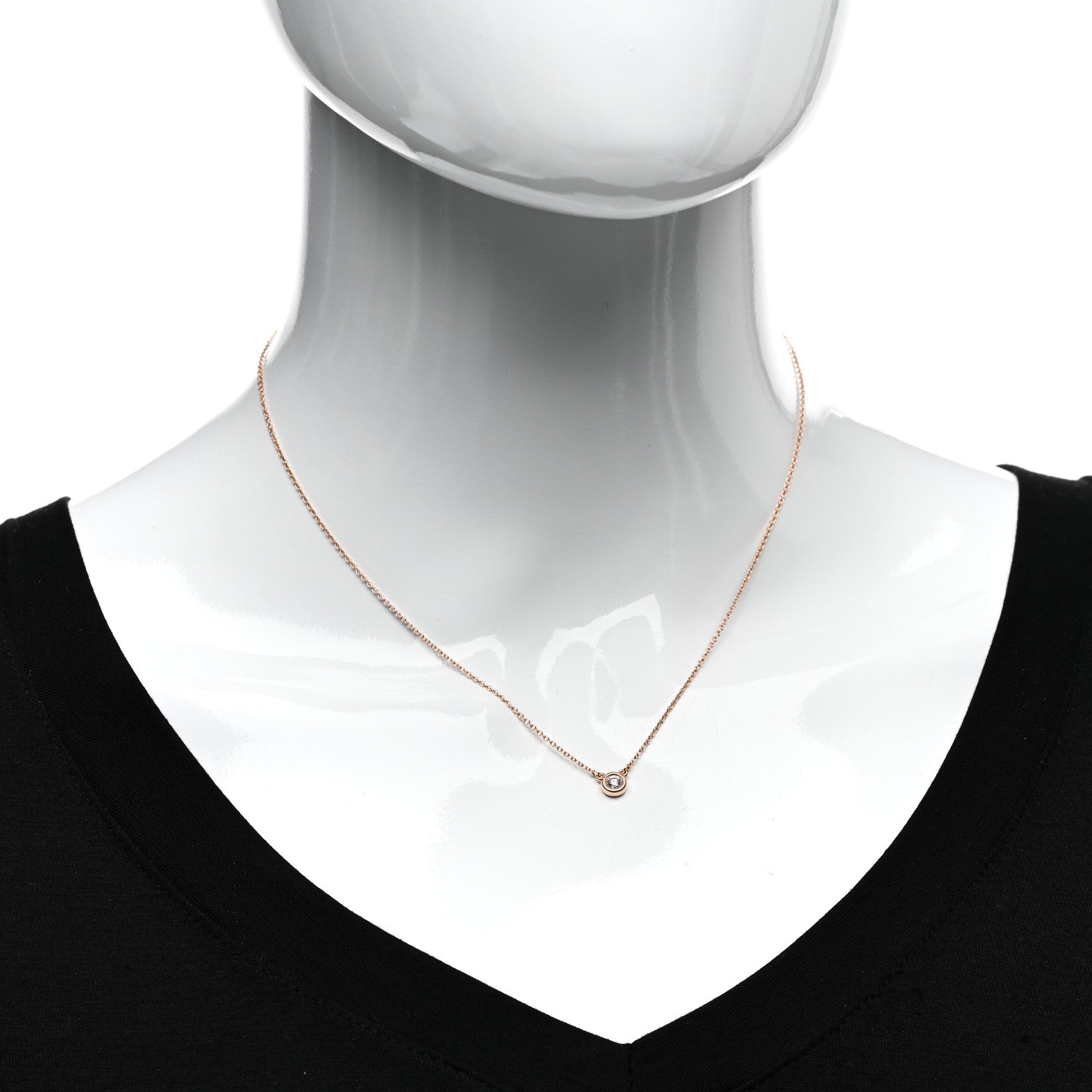 Tiffany 18K Rose Gold Diamond .10ct Elsa Peretti Diamonds by the Yard Pendant Necklace 2 of 5