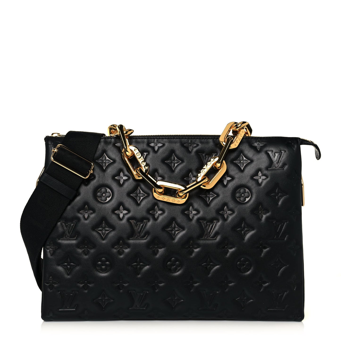 Lambskin Embossed Monogram Coussin MM Black