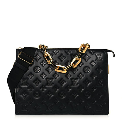Louis Vuitton Lambskin Embossed Monogram Coussin MM Black 1 of 12