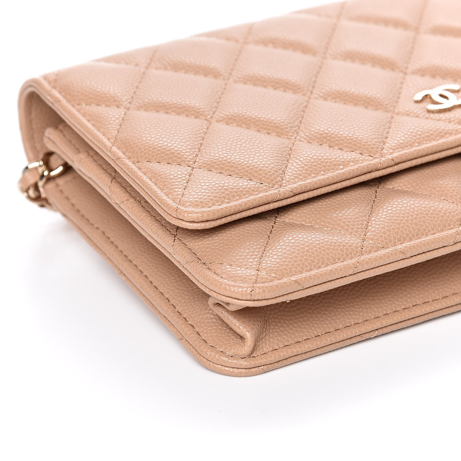 Chanel Caviar Quilted Wallet On Chain WOC Beige 9 of 12