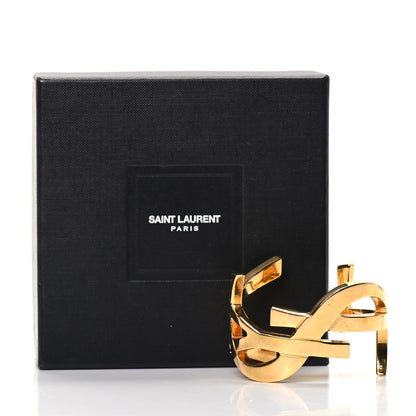 Saint Laurent Brass Monogram Medium Cuff Bracelet Gold 5 of 5