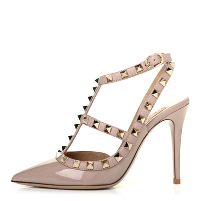 Valentino Garavani Patent Rockstud Ankle Strap Pumps 35 Poudre 1 of 4