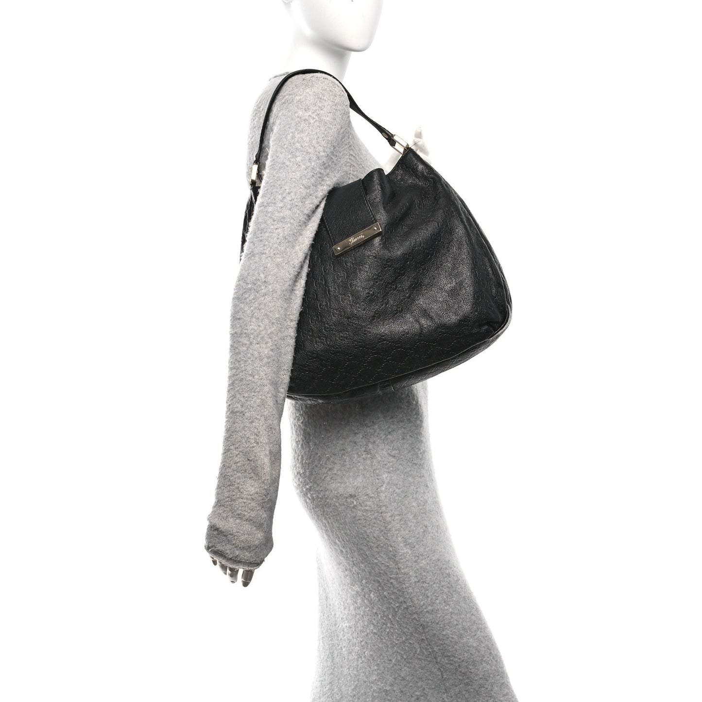 Guccissima Large New Ladies Web Hobo Black