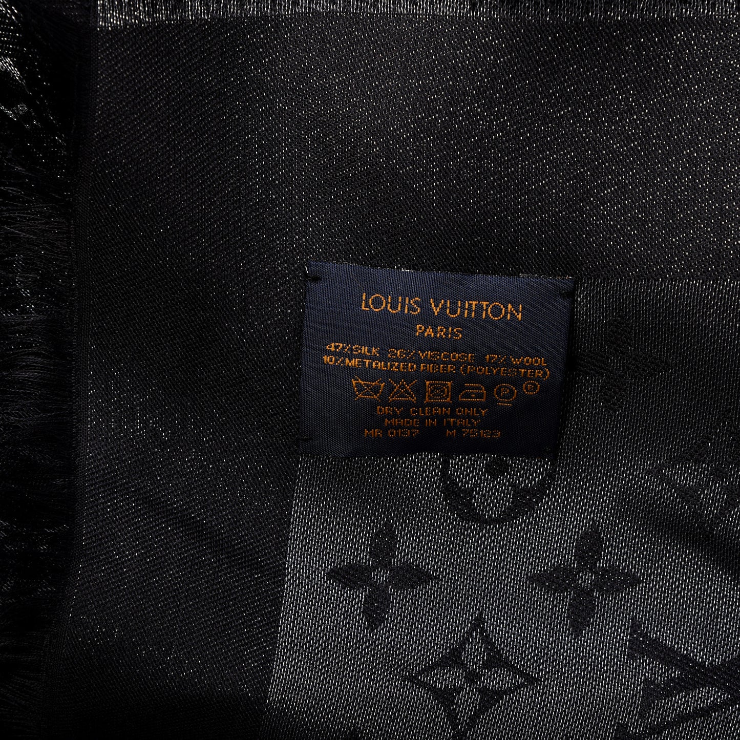 Silk Lurex Wool So Shine Monogram Shawl Black