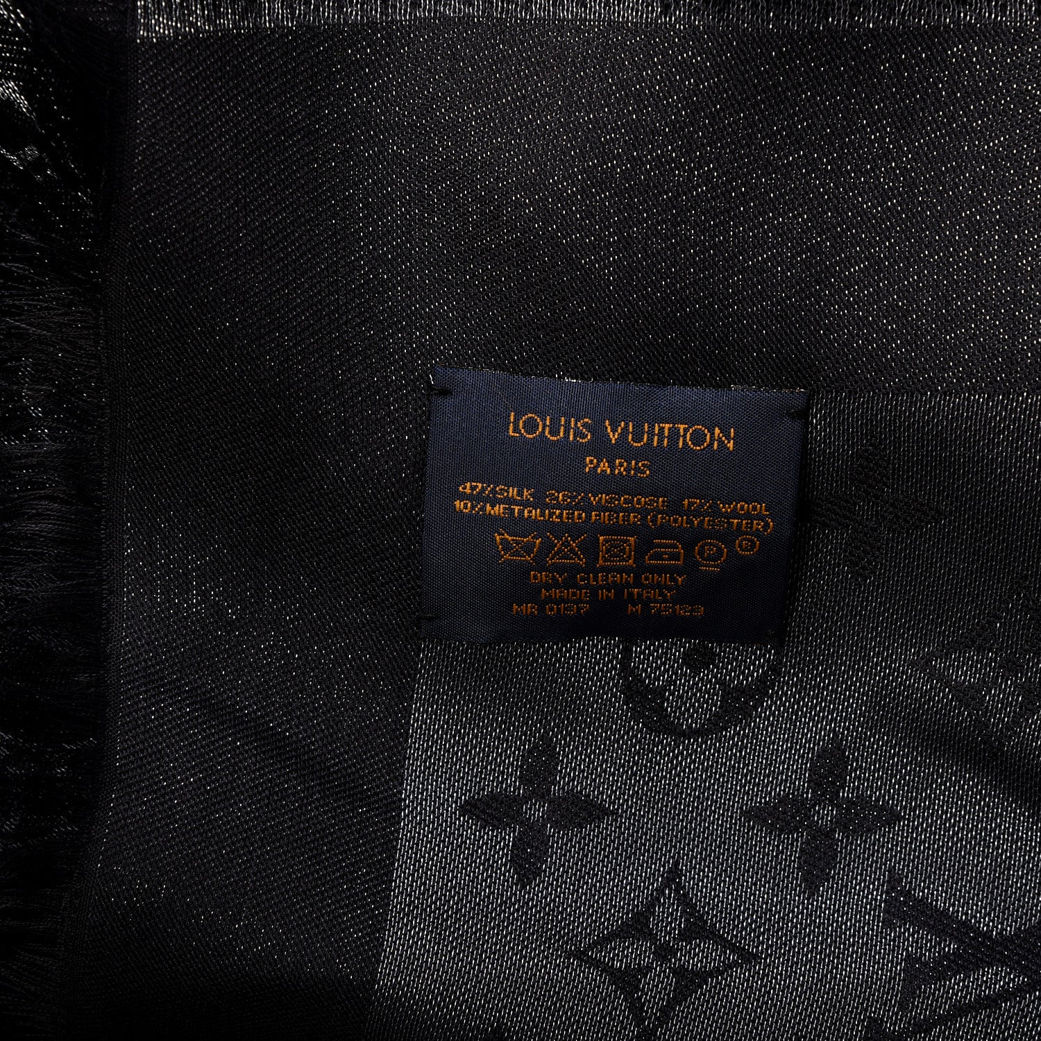 Louis Vuitton Silk Lurex Wool So Shine Monogram Shawl Black 4 of 4