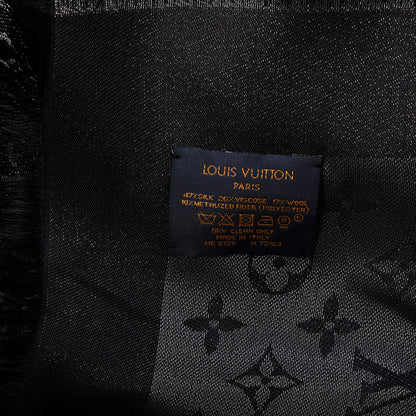 Louis Vuitton Silk Lurex Wool So Shine Monogram Shawl Black 4 of 4