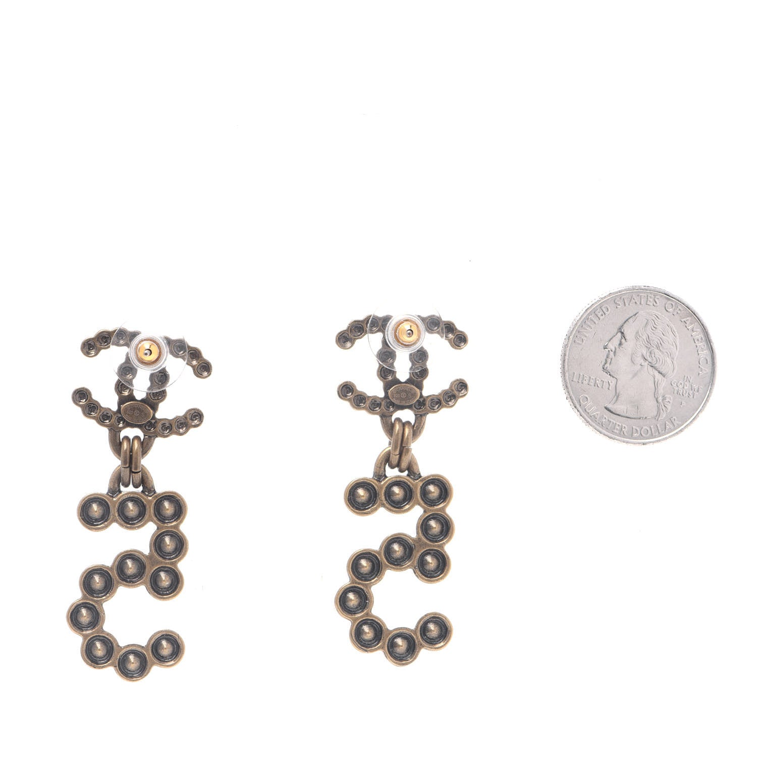 Chanel Metal Crystal City of Lights No 5 Drop Earrings Gold 2 of 6