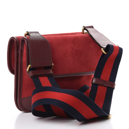 Gucci Suede Web Small Neo Vintage Double Flap Messenger Bag Romantic Cherry Chardonnay 2 of 15