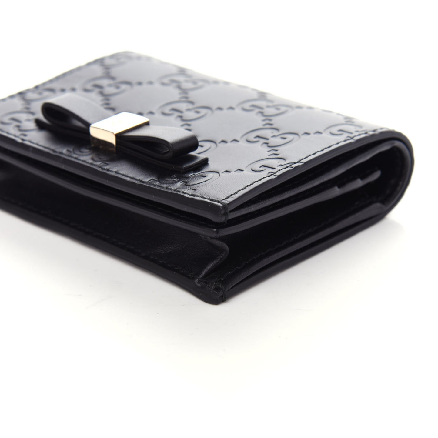 Guccissima Signature Bowy Card Case Wallet Black
