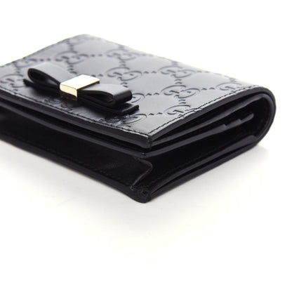 Gucci Guccissima Signature Bowy Card Case Wallet Black 8 of 9