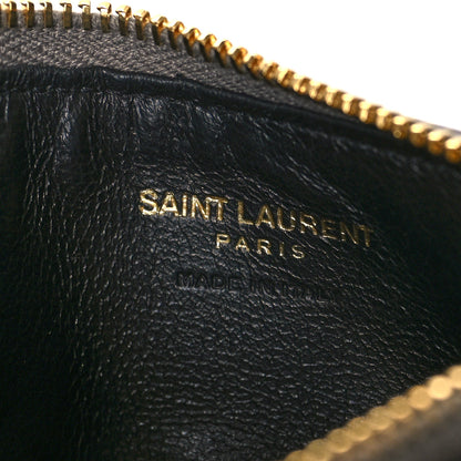 Saint Laurent Grain De Poudre Matelasse Chevron Monogram Fragments Zippered Card Case Fog 6 of 8