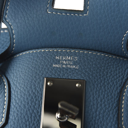 Hermes Taurillon Clemence HAC Travel Birkin 50 Blue Jean 8 of 12
