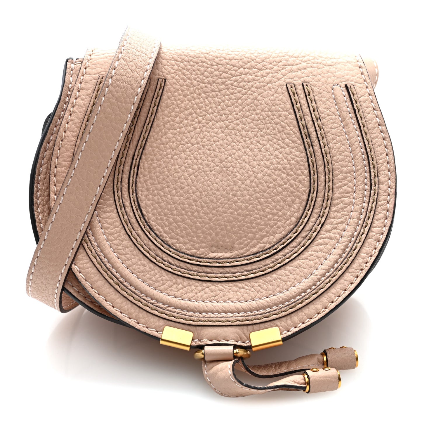Calfskin Mini Marcie Round Crossbody Bag Blush Nude